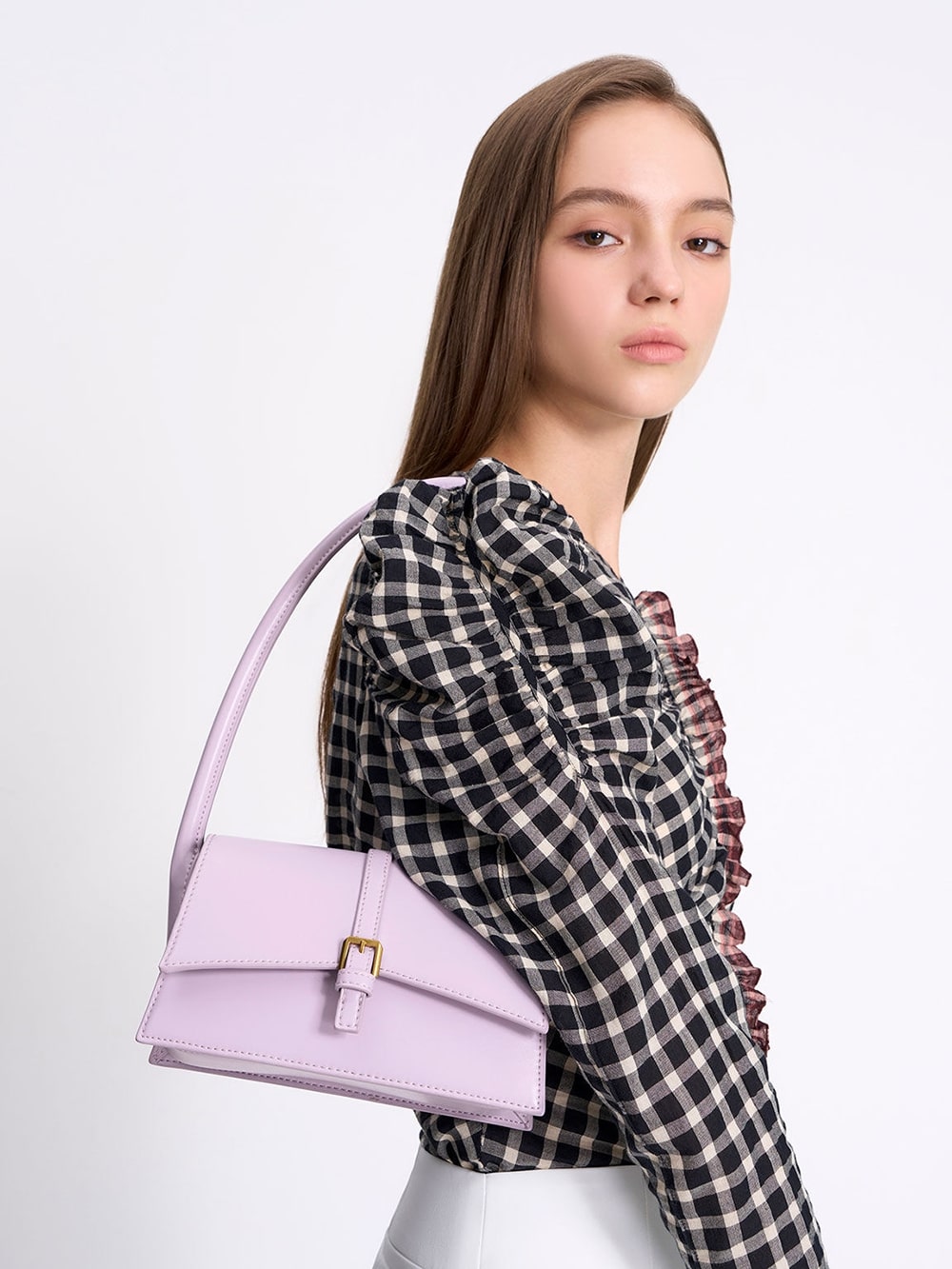 Women's lilac Annelise belted trapeze bag - CHARLES & KEITH